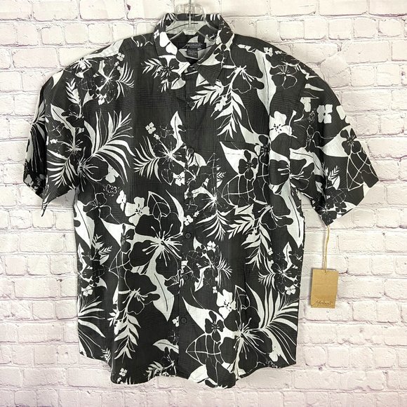Method Mens Hawaiian Black and White Button Down Short Sleeve Shirt. Size: Large - Picture 1 of 7